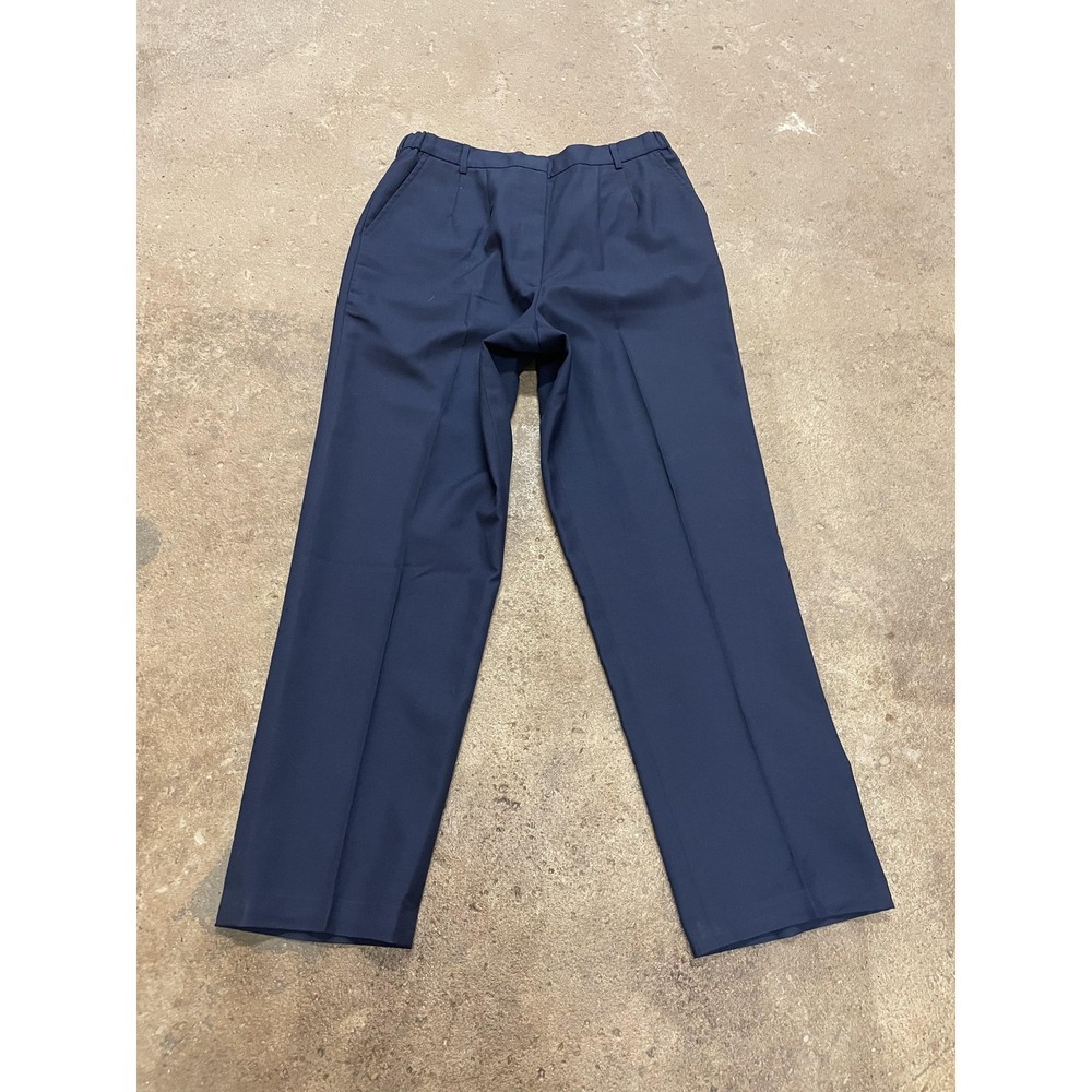 DSCP Pants Womens 14 Blue Pleated Twill Wool Blend‎ Dress Slacks Workwear